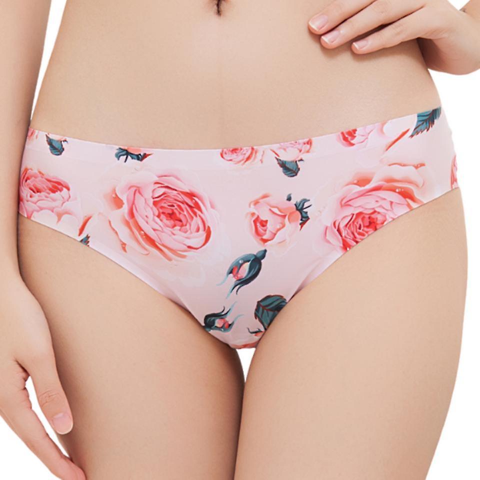 GreenZech Floral printed seamless ultra-thin low waist thong briefs Pink 8