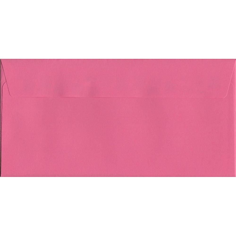 ColorSono Flamingo Pink Peel/Seal DL+ Coloured Pink Envelopes. 120gsm Luxury FSC Certified Paper. 114mm x 229mm. Wallet Style Envelope. 25