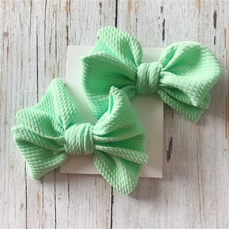 Slowmoose Girls Hair Pin Bow Clips -headwear Ribbon Bowknot Barrettes Light Green