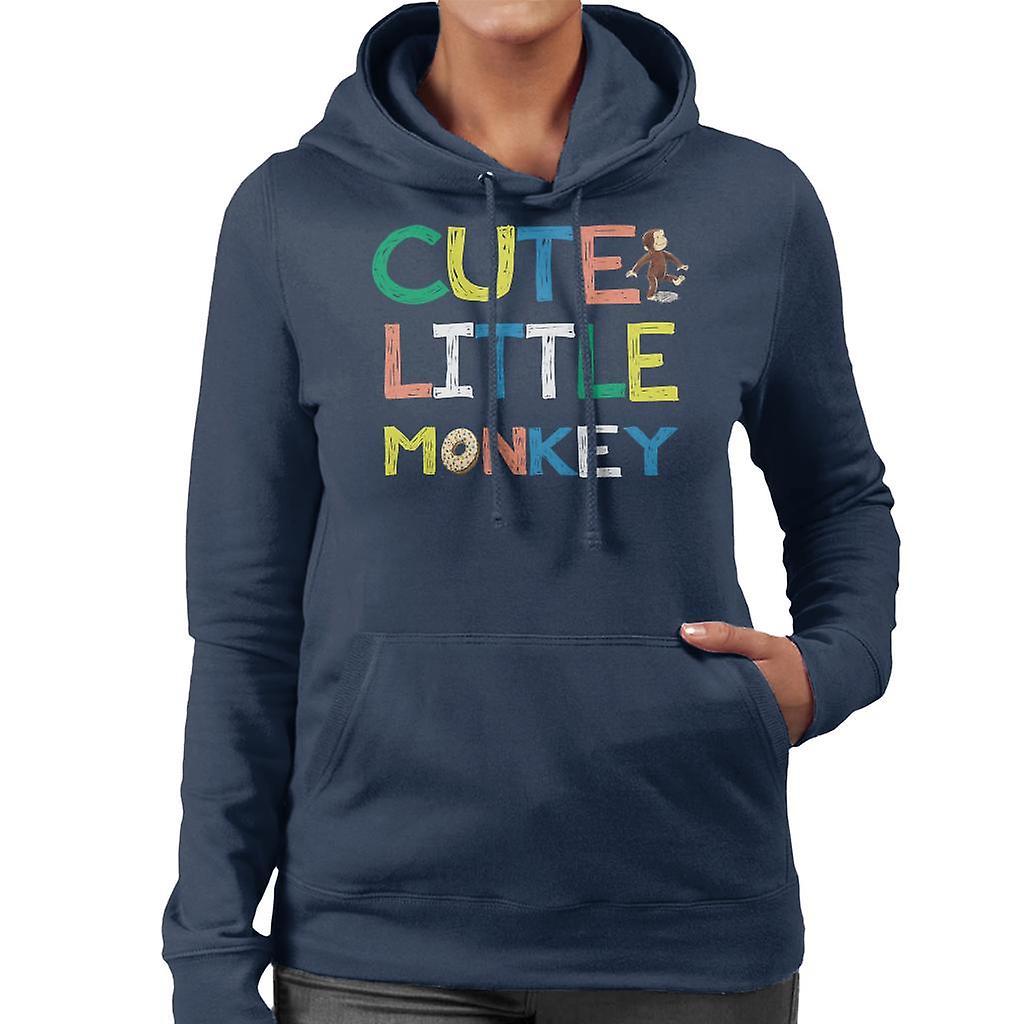 Curious George Cute Little Monkey Women's Hooded Sweatshirt Navy Blue XX-Large