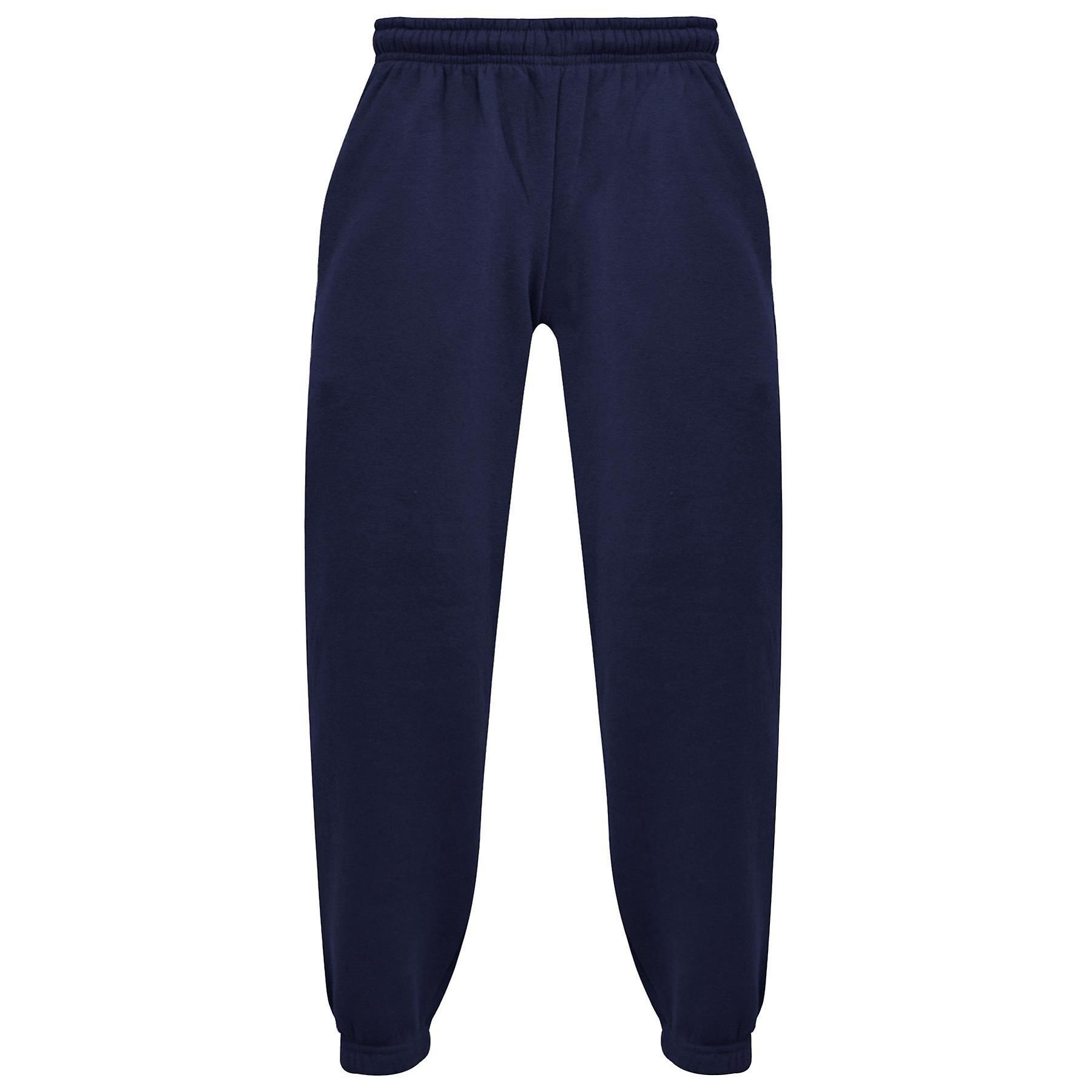 A2Z 4 Kids Kids Girls Boys Plain Jogging Bottoms Cuffed Joggers Sweatpants Trousers 2-14 Yr Navy 13-14 Years