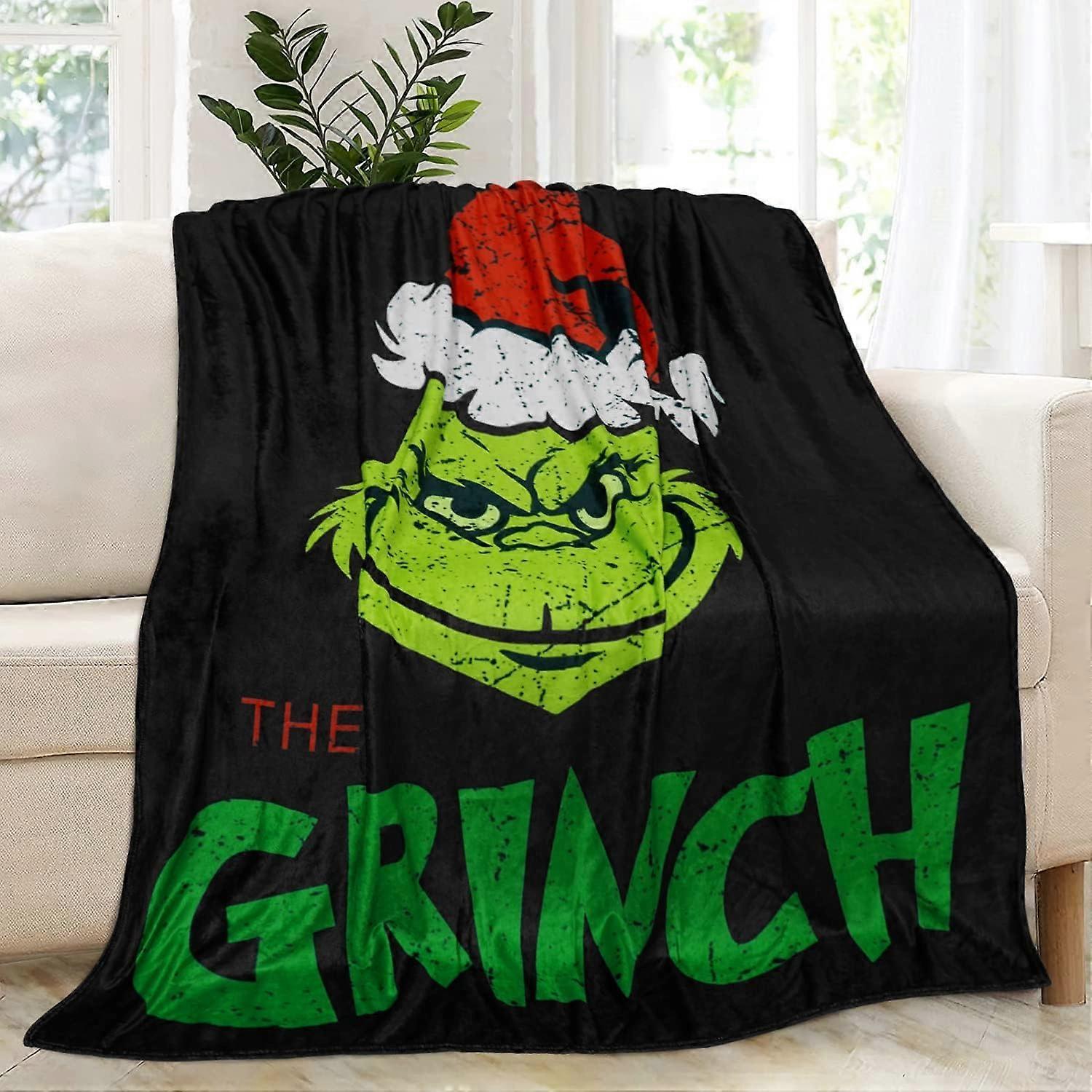 LINCMAN Grinch Blanket Merry Grinchmas Christmas Blanket 60x50 Throw Fleece Blanket in Home Bed Sofa Chairs Dorm 40*30inch