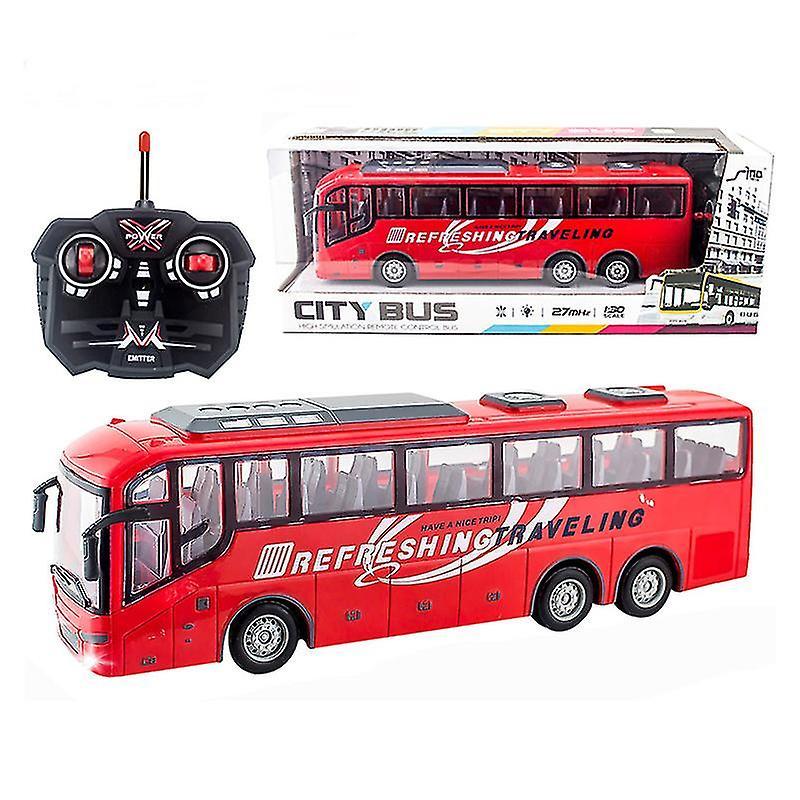 Toy Cars 1/30 Rc Bus Electric Remote Control Car With Light Tour Bus School City Model 27mhz Radio Controlled Machine Toys For Boys Kids RED