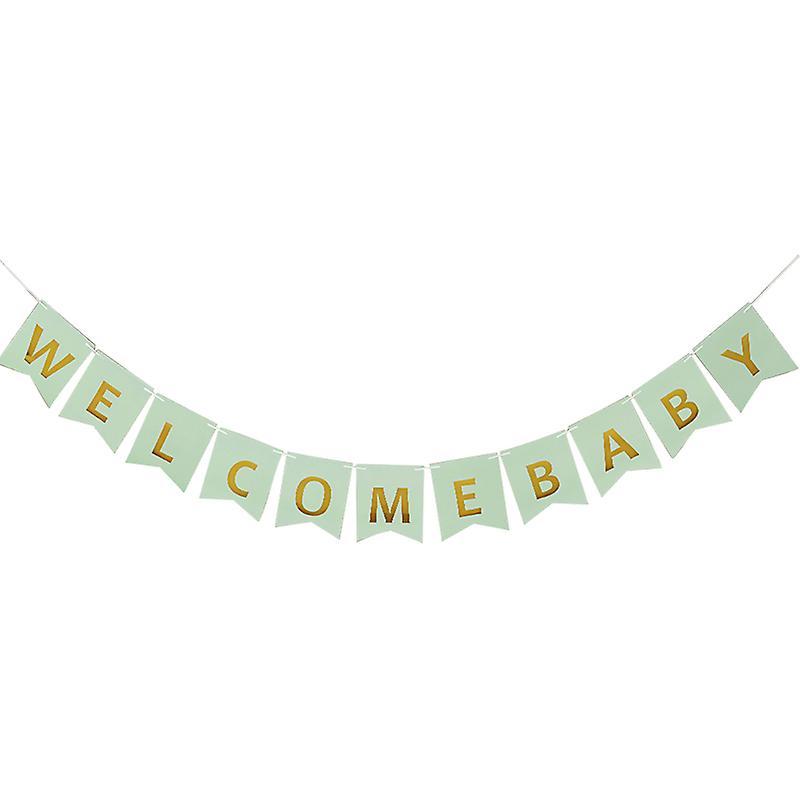 Lbq Baby Shower Welcome Baby Banner Gender Reveal Baby Shower Decorations-white gold