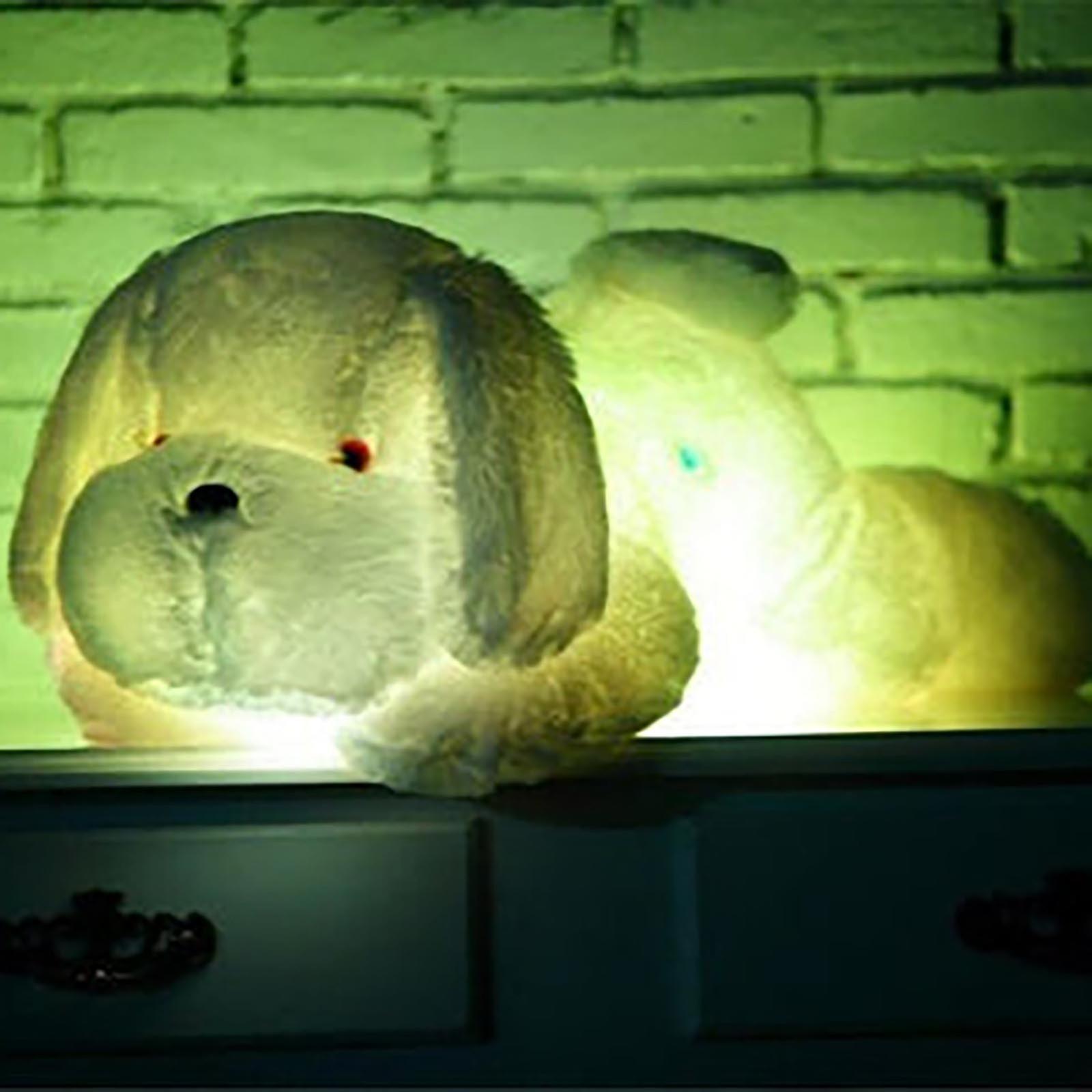 Kakanwo Kids Toys LED Luminous Cute Papa Dog Big Dog Doll Plush Toy White