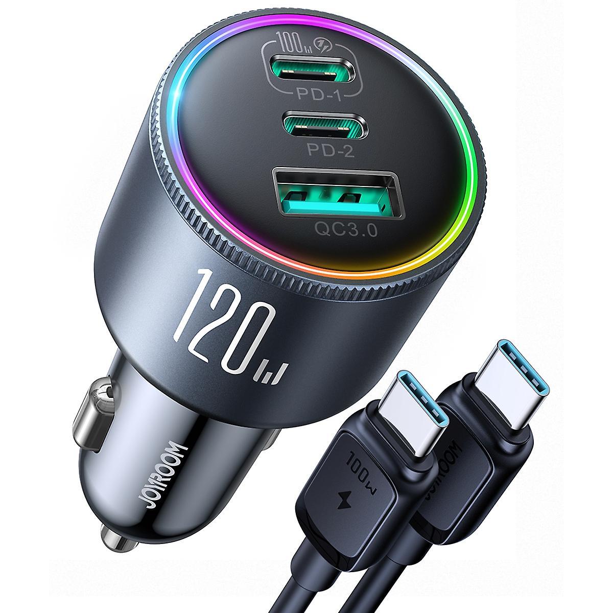 Joyroom 120w Pd+qc3.0 3-port Car Charger