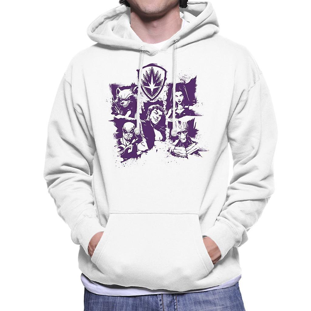 Marvel Guardians Of The Galaxy Smiles Paint Men's Hooded Sweatshirt White X-Large