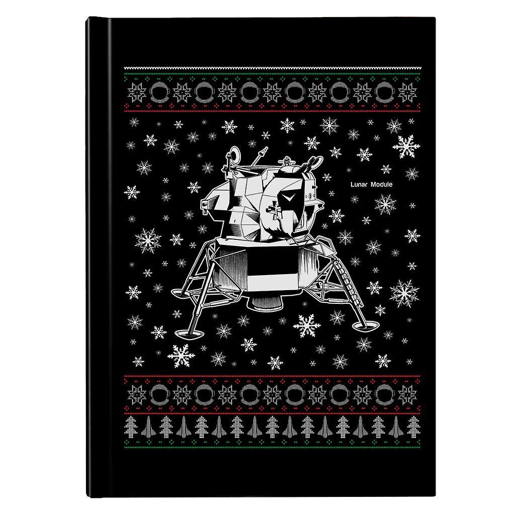 NASA Apollo Lunar Module Christmas Knit Pattern Hardback Journal Black 13 x 18.5 cm