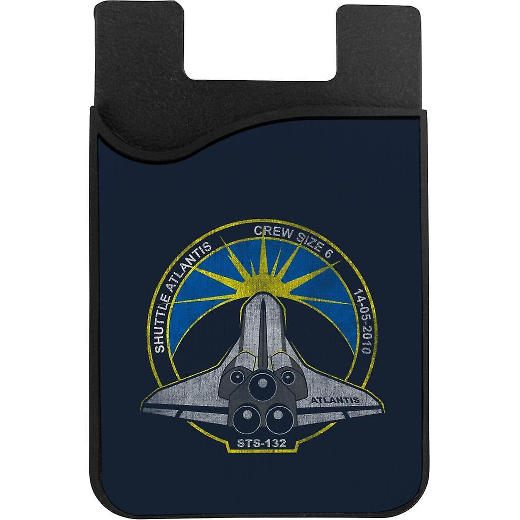 NASA STS 132 Atlantis Mission Badge Distressed Phone Card Holder Navy Blue 5.5cm x 8.5cm