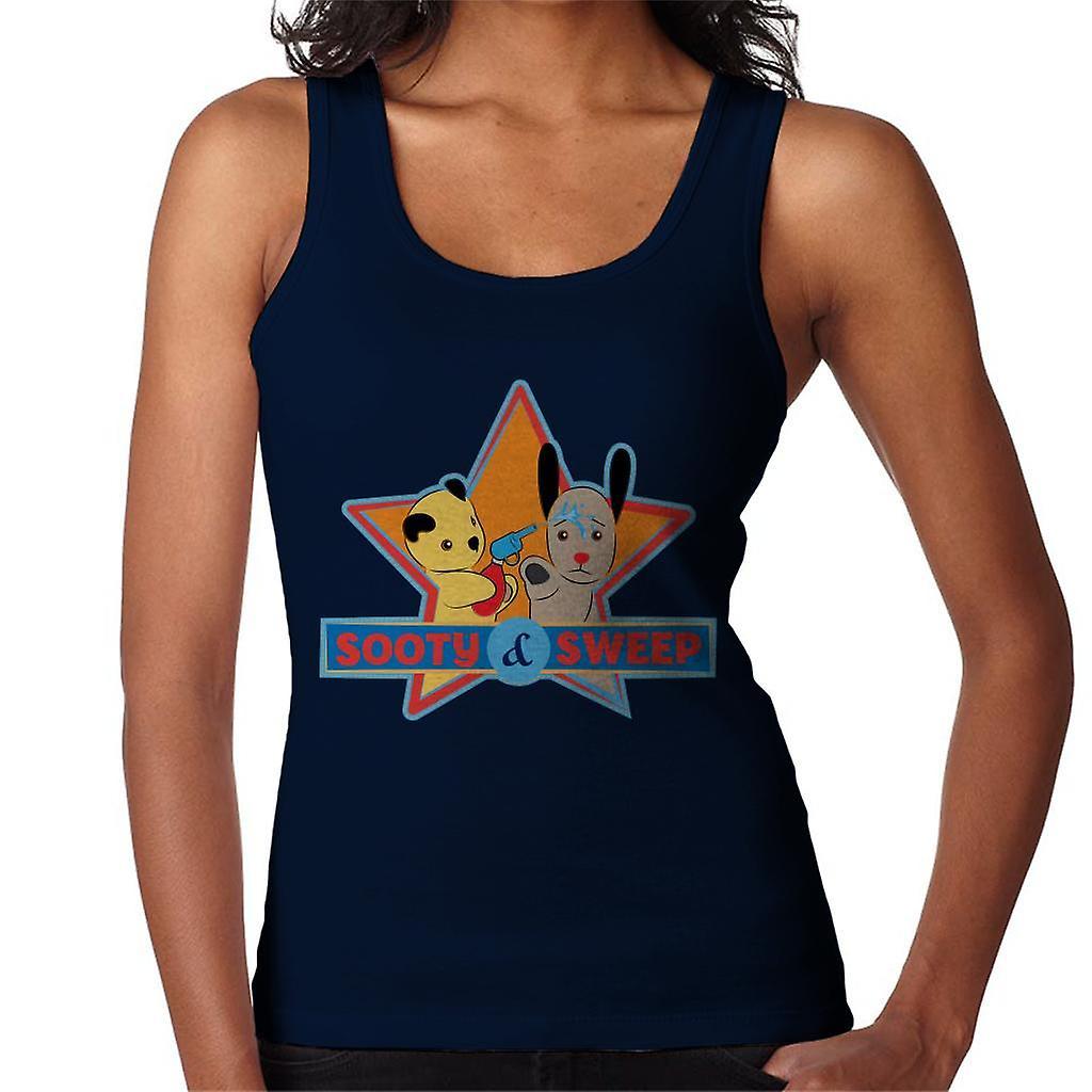 Sooty & Sweep Cartoon Water Sprayer Women's Vest Navy Blue Small