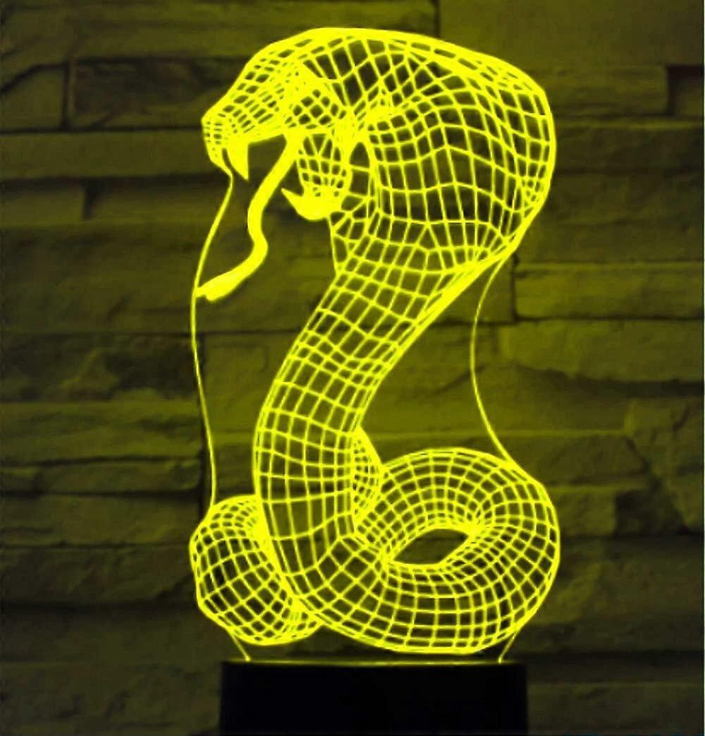 Xcy 3D Snake Night Light Lamp Illusion 7 Color Changing Touch Switch Table Desk Decoration Lamps Gift with Acrylic Flat ABS Base USB Cable Toy