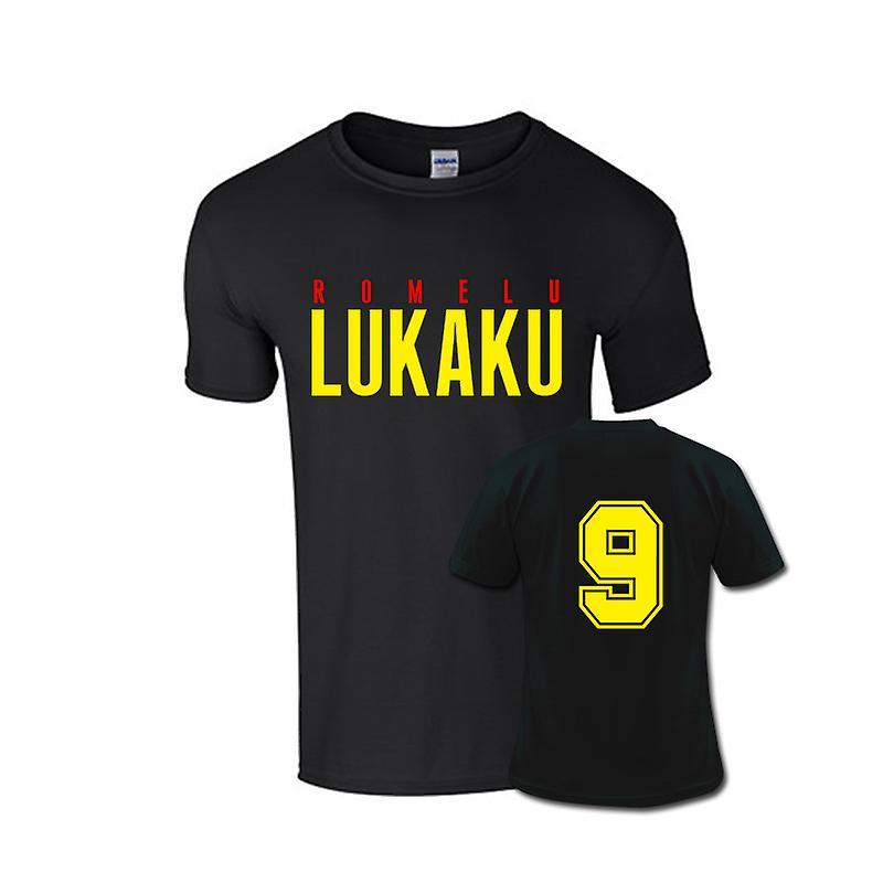 Gildan Romelu Lukaku Front Name T-shirt (black) Womens S (Size 10 - 32 inch Chest)