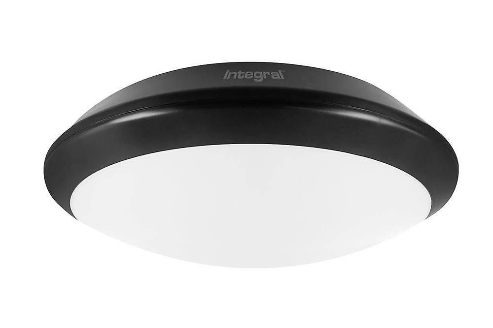 Integral Lighting LED Flush Ceiling Light Bulkhead 24W 4000K 2400lm IK10 3hr Emergency Matt Black IP66