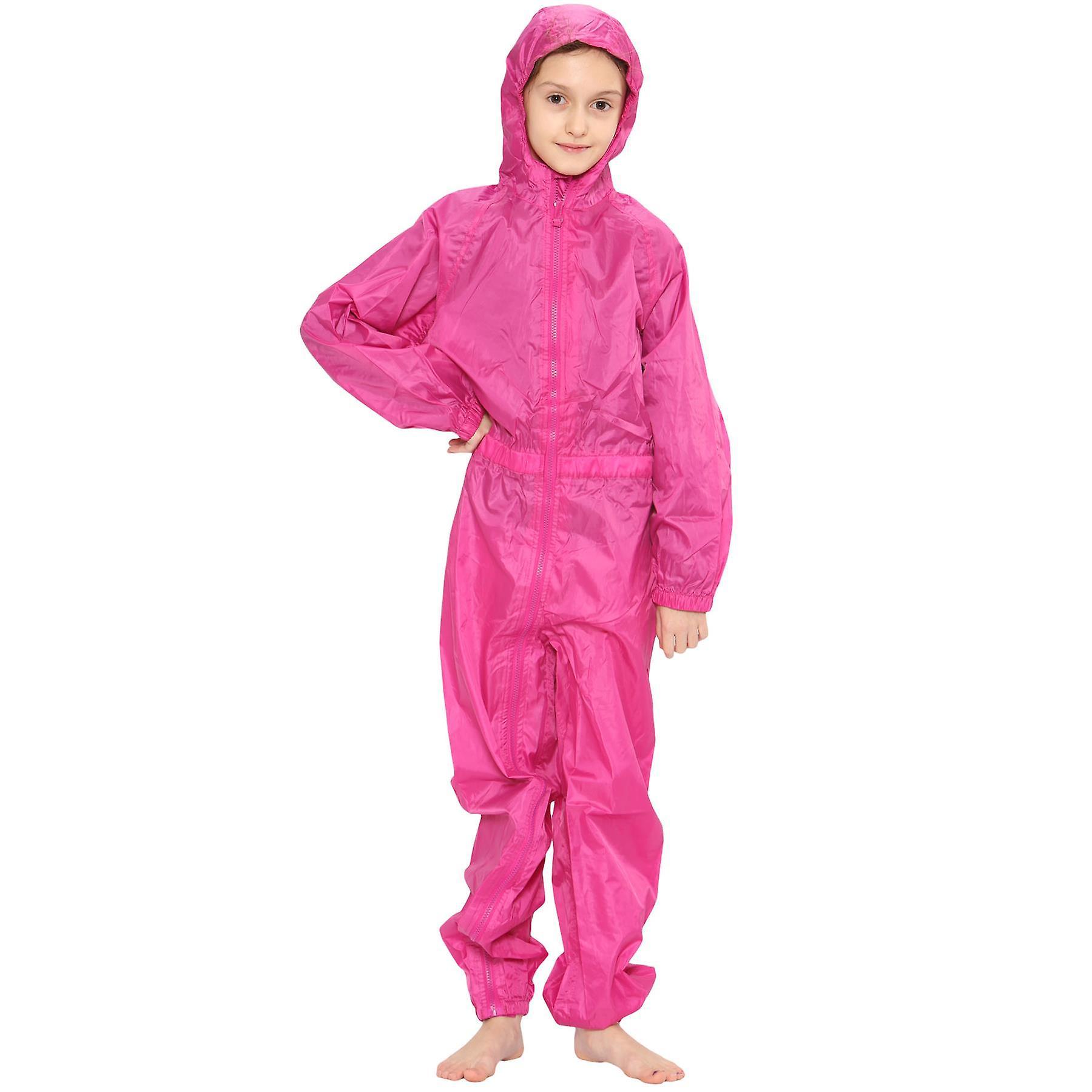 A2Z 4 Kids Unisex Waterproof Hooded Rainsuit Pink 7-8 Years