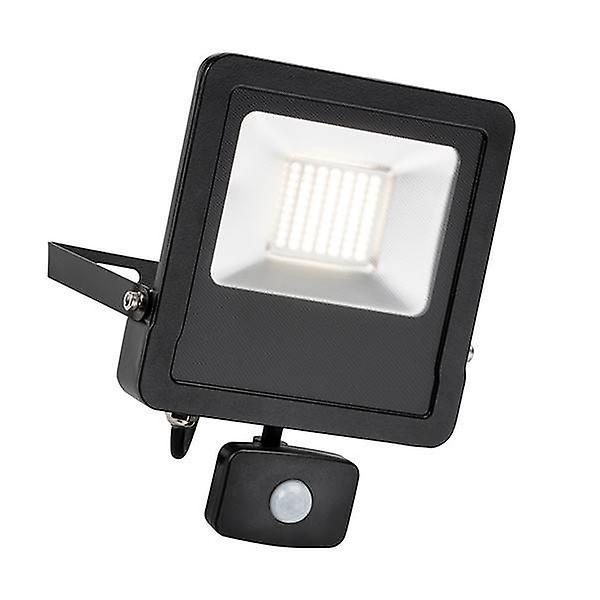 Saxby Lighting Surge Integrated LED PIR Outdoor Wall Flood Light Matt Black, Glass IP44