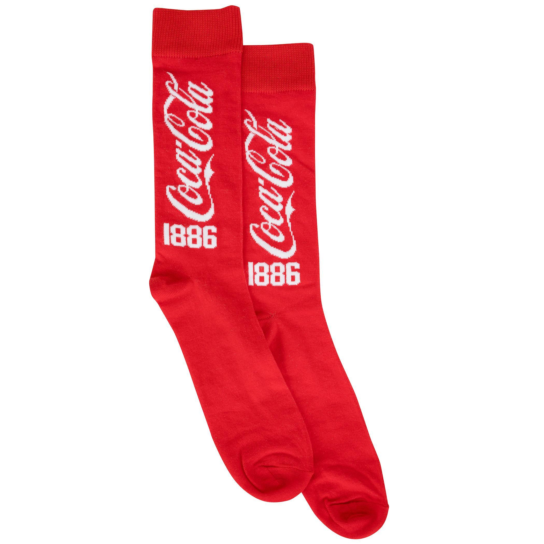 Famous Brands Coca-Cola 1886 Logo Crew Socks Red