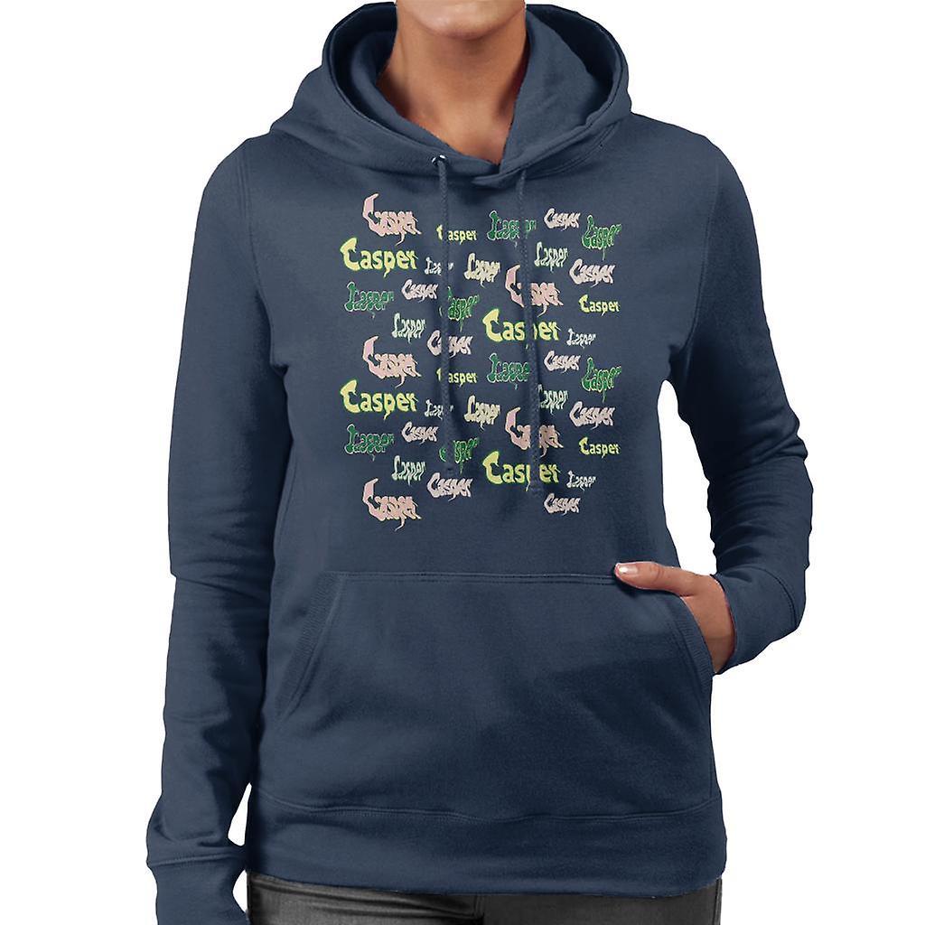 Casper The Friendly Ghost Logo Fonts Women's Hooded Sweatshirt Navy Blue Small