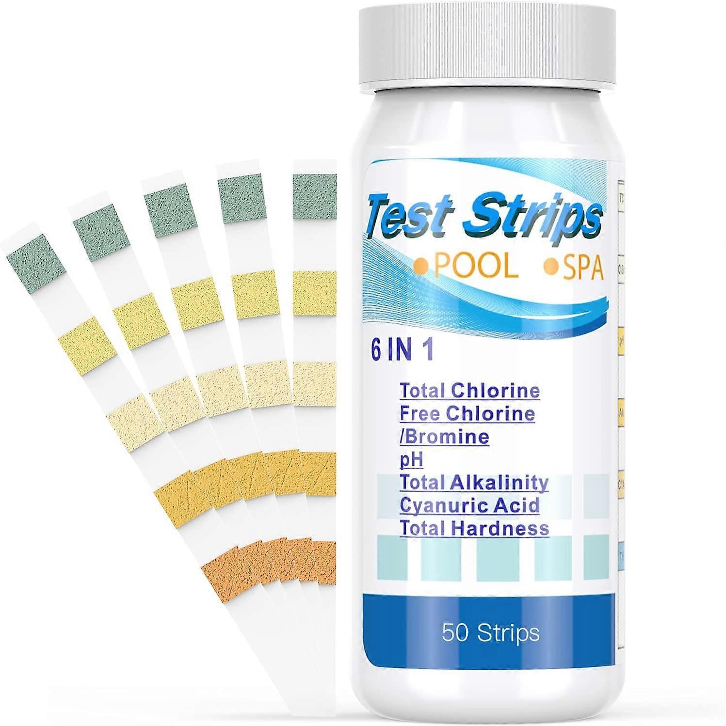 Shindat Pool and Spa Test Strips, 6 in 1 Water Quality Test on Chlorine/Free Chlorine/pH/Alkalinity/Cyanuric Acid/Liquid Hardness, General Chemistr...