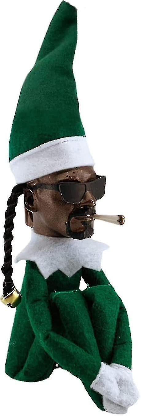 Banmo Snoop On A Stoop Christmas Elf Doll 9.45in, Handmade Black Elf Doll Hip Hop Doll, Elf Behaving Badly Plush Toy, Naughty Boy Novelty Resin Dol...