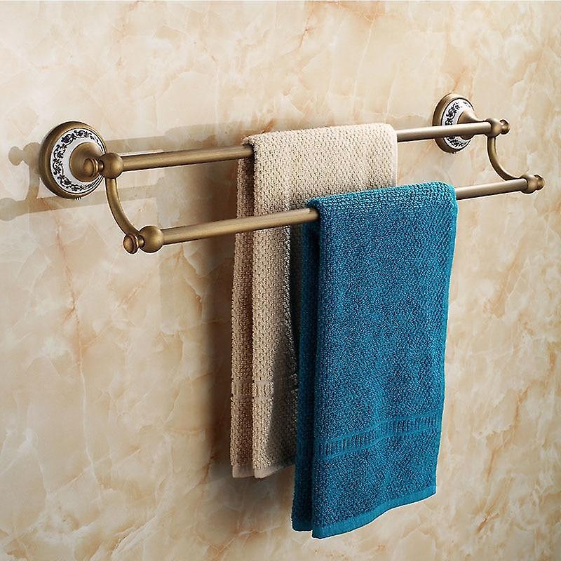 Slowmoose Antique Brass Wall-mounted Hardware Set -toilet Paper-holder 50cm Double Bar