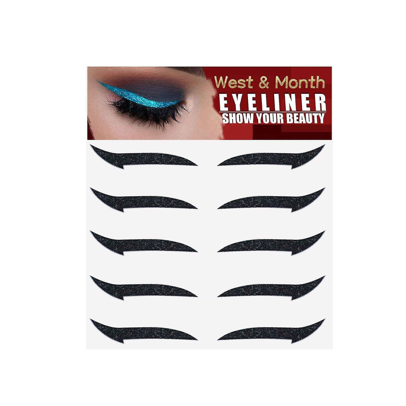 Ajhjn 5 Pair Of Eye Line Strip Sticker Quick Makeup Tool Self Stick Reusable Glitter Eyeliner Stickers For Quick Eye Makeup Daily Weddings Women black