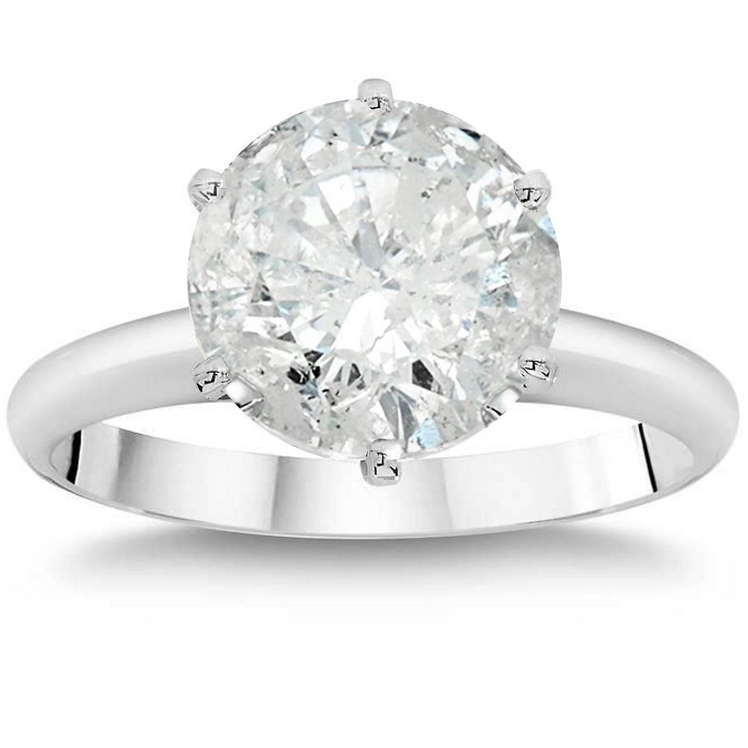 Pompeii3 3ct Enhanced Round Diamond Solitaire Engagement Ring 14K White Gold 4