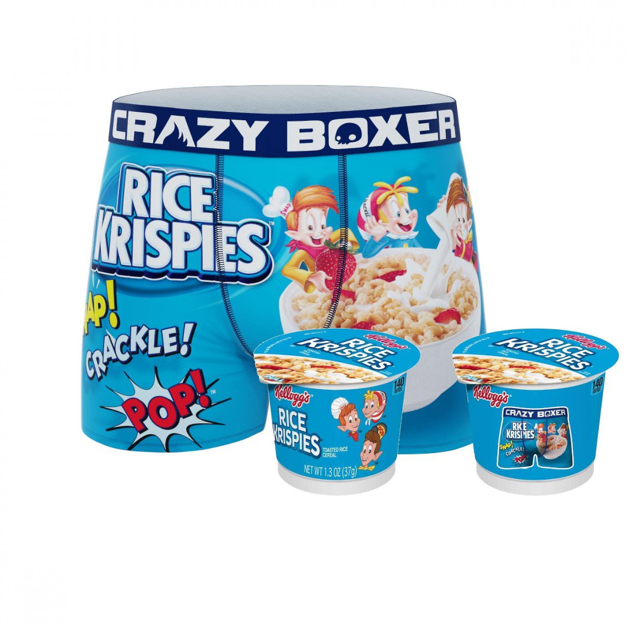 Famous Brands Crazy Boxers Rice Krispies Boxer Briefs in Cereal Cup Blue XLarge (40-42)