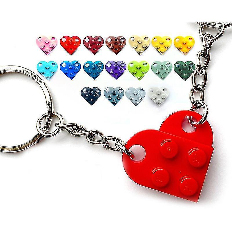 Hono Lego Heart Keyring - Unique Love Gift Made With Lego Bricks White