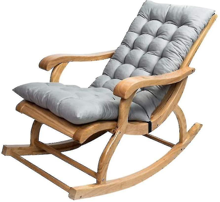 Otwoo Long Folding Recliner Rocking Chair Cotton Cushion Plush Cushion Bamboo Chair Cushion Wooden Folding Chair High-quality Cushion Gray 1.2 Meters