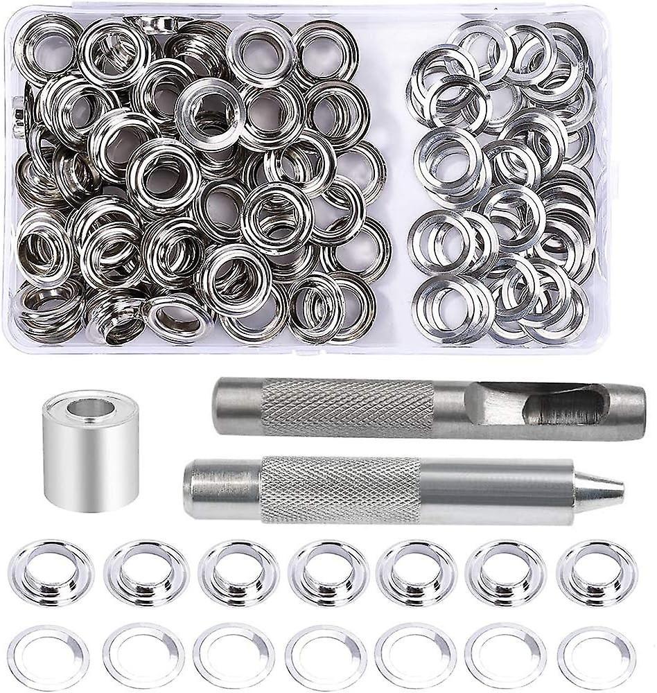 unbrand Eyelets Eyelets Kit, 100 Sets 10mm Eyelets Eyelets, Tarp Repair Kit, With 3pcs Grommet Eyelet Tools