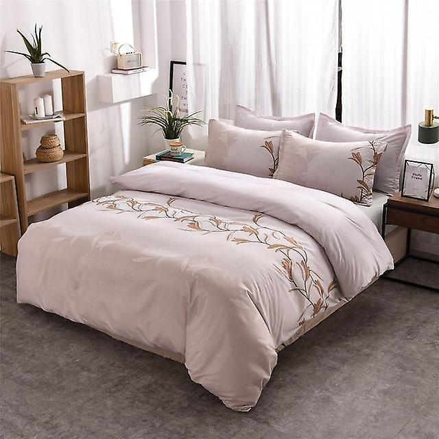 Slowmoose Simple Luxury Plain Jacquard Floral Printed Bed Linen Duvet Cover Set CNQueen 200x230 3pcs / 2