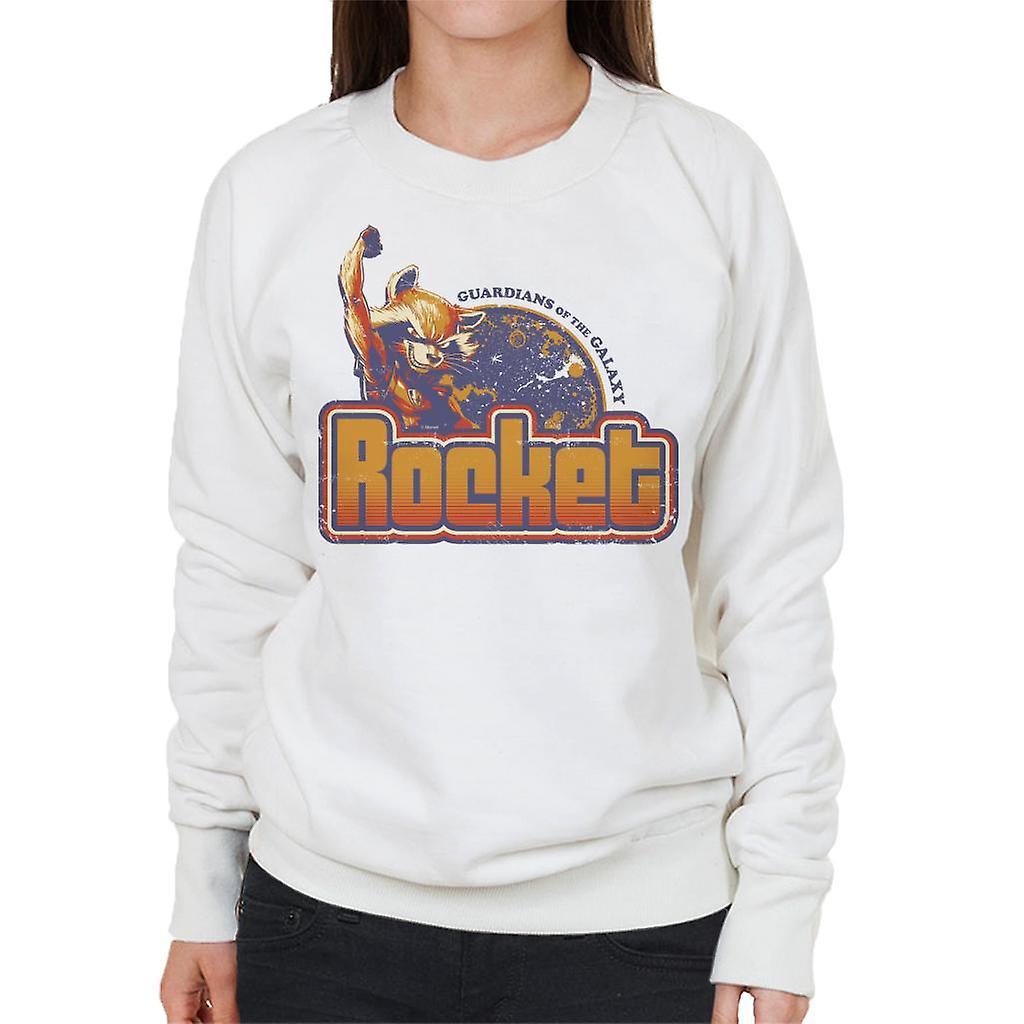 Marvel Guardians Of The Galaxy Retro Rocket Raccoon Women's Sweatshirt White Large