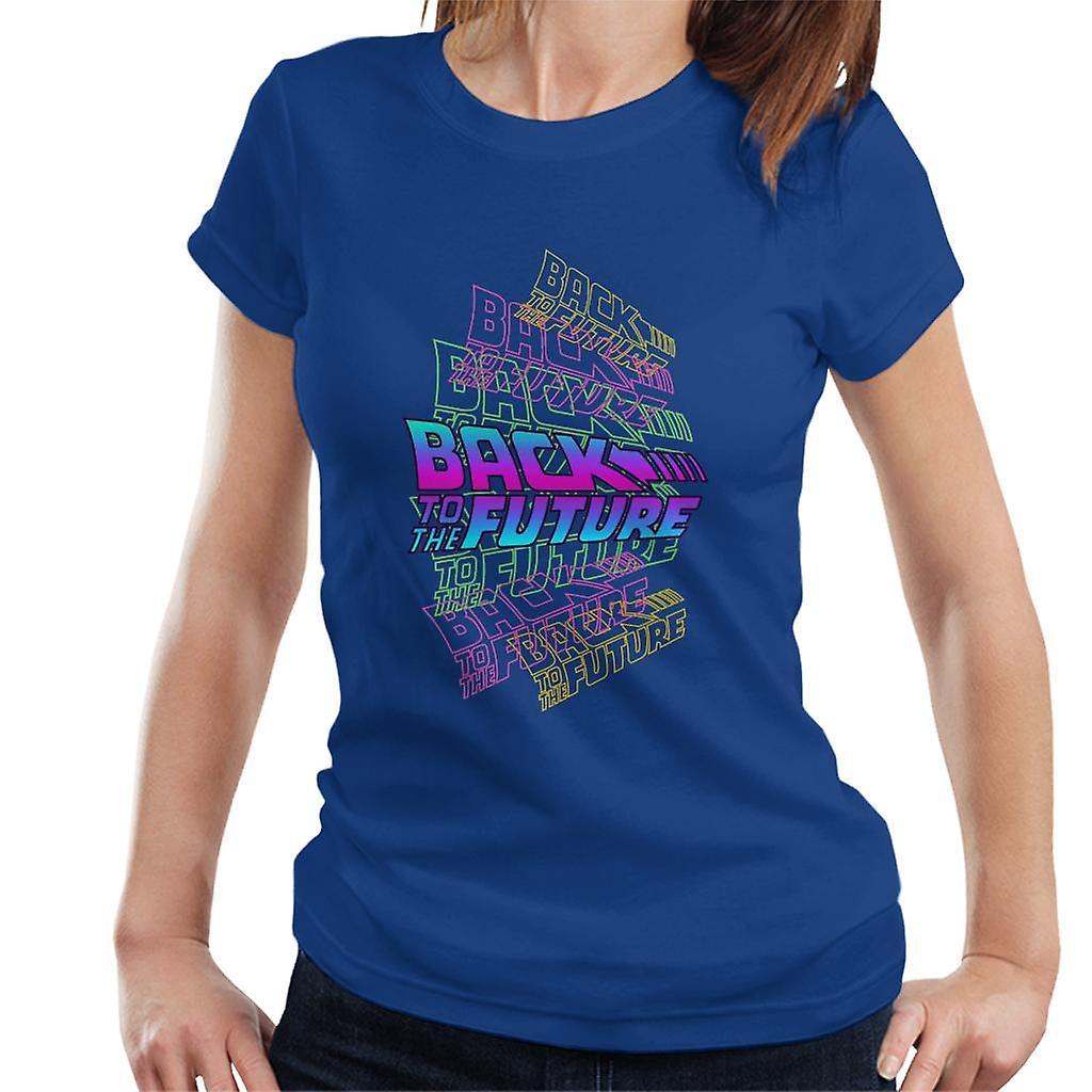 Back to the Future Logo Montage Women's T-Shirt Royal Blue Small