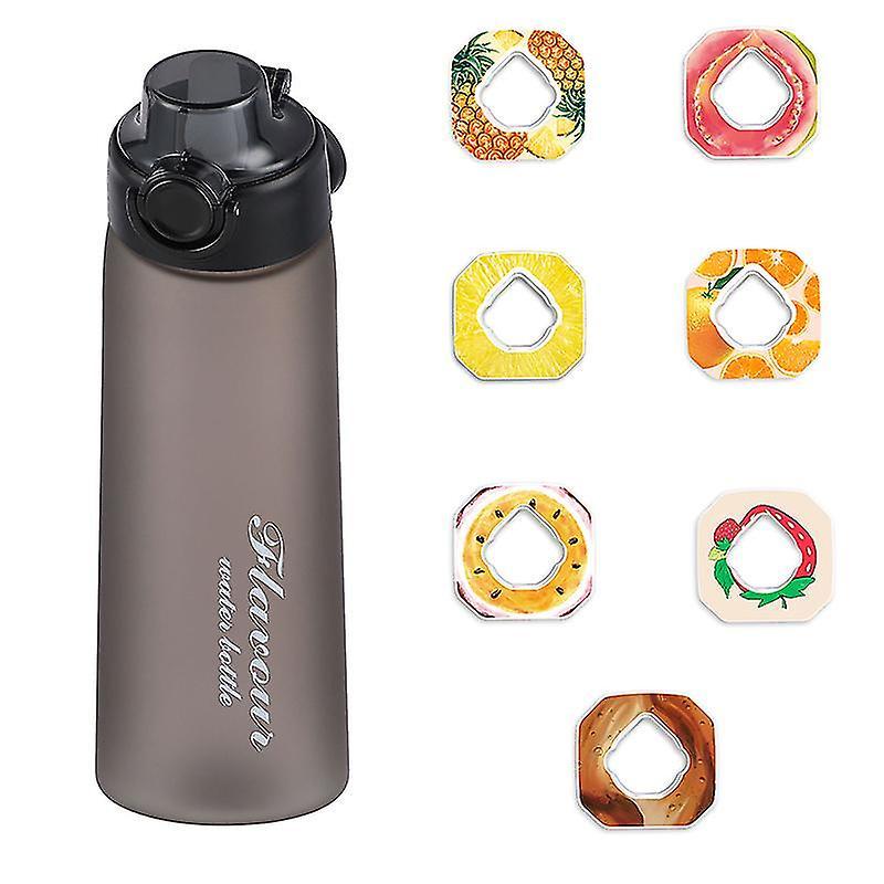 Whbyv Water Bottle with Flavour Pods, BPA Free Drinking Bottles Flavour Pods Scented Black