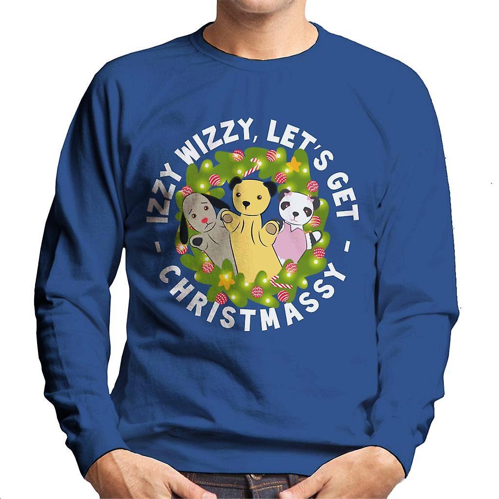 Sooty Christmas Illuminated Wreath Men's Sweatshirt Royal Blue Medium