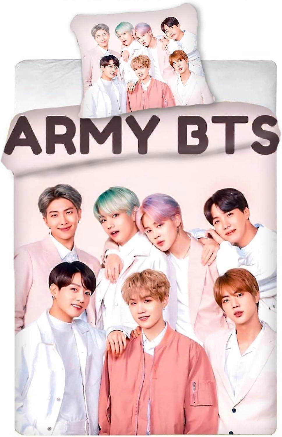 Kerota BTS Bangtan Boys Bedding Set D with Pillowcases, Microfiber, Thick and Soft, Suitable for Boys and Girls) Single135x200cm