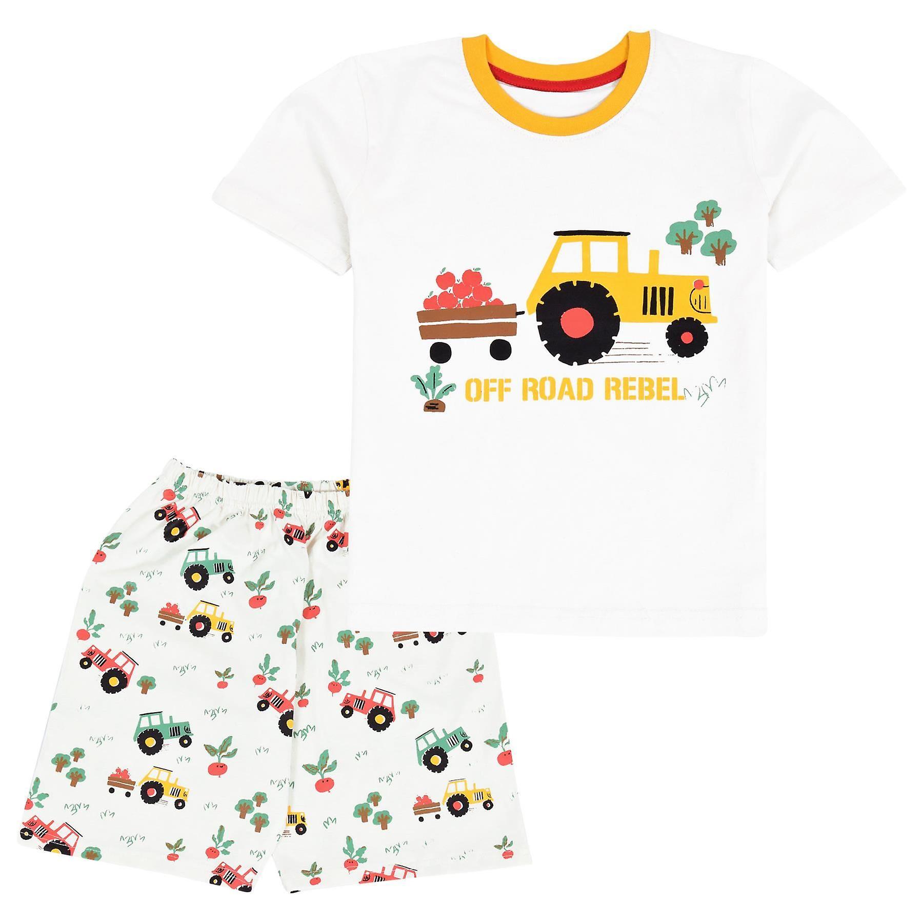 A2Z 4 Kids Unisex Tractor Print White Pyjama Set 13 Years