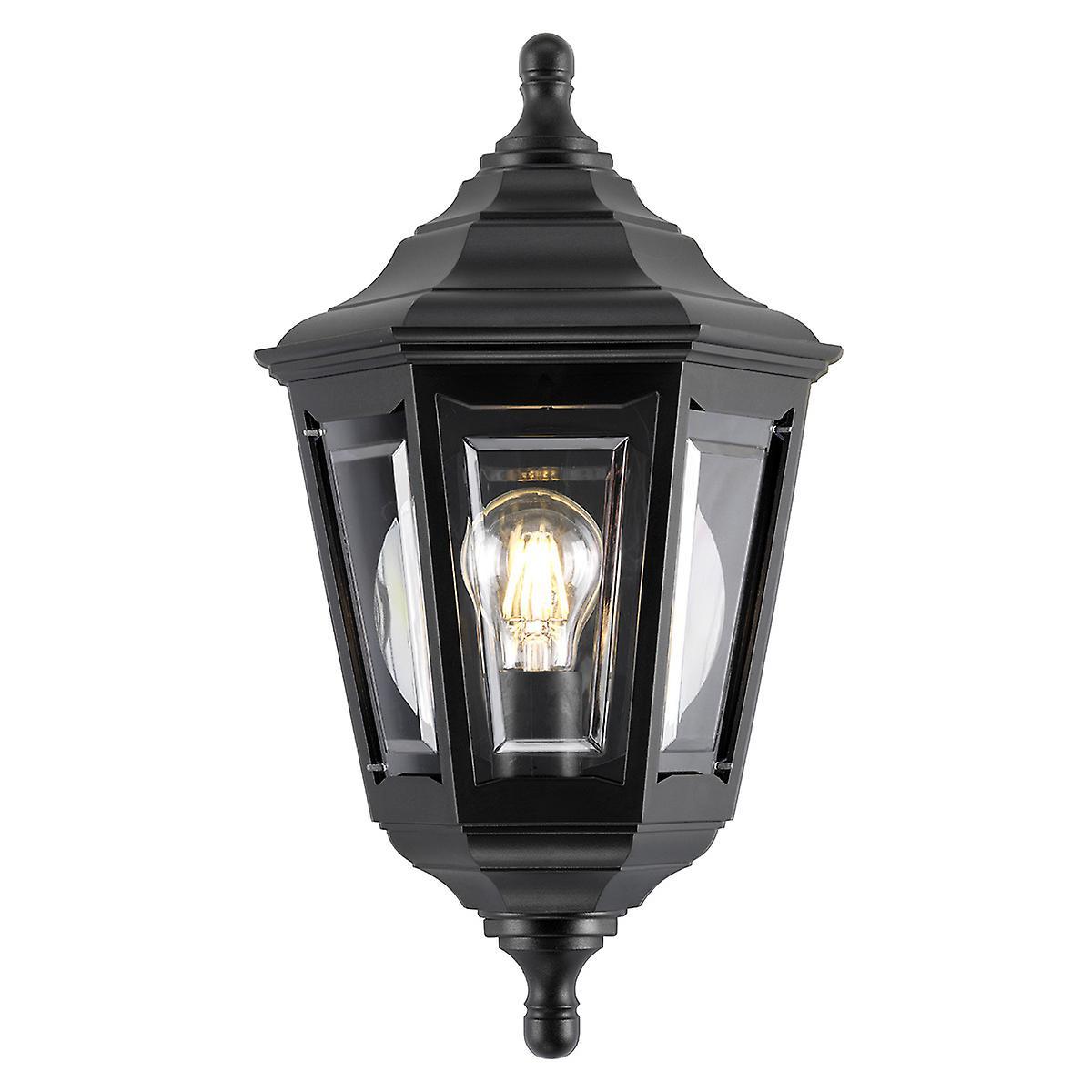 Kinsale 1 Light Outdoor Coastal Flush Ceiling Lantern Black IP43 E27