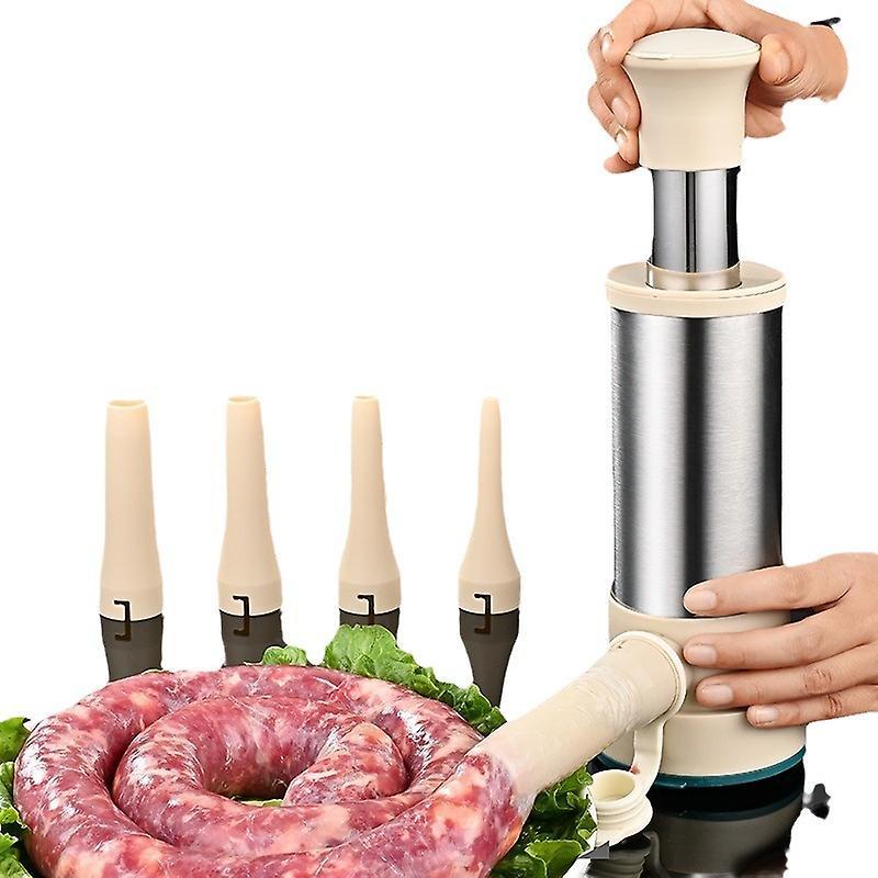 Frusde Sausage Stuffer, Sausage Maker, Stainless Steel Home Sausage Stuffer With 4 Stuffing Tubes, Homemade Sausage Maker Fast Sausage Filling