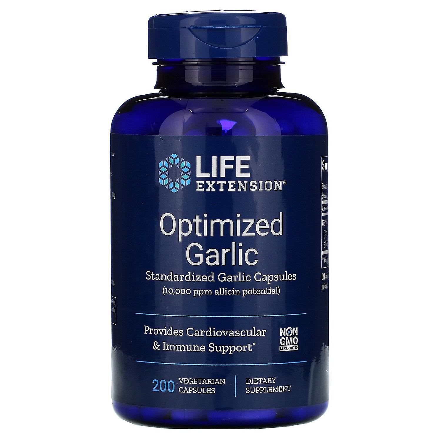 Life Extension, Optimized Garlic, Standardized Garlic Capsules, 200 Vegetarian C