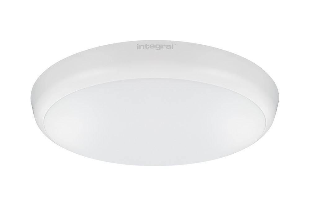 Integral Lighting LED Flush Ceiling / Wall Light 12W 4000K 1056lm IK10 3hr Emergency / Sensor Matt White IP54