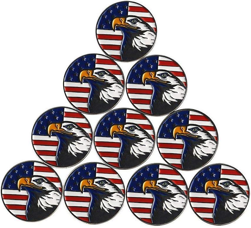 Hrhmv Lot Of 10 Golf Ball Markers Assorted Patterns - Soft Enamel Technique,Eagle Ball Marker