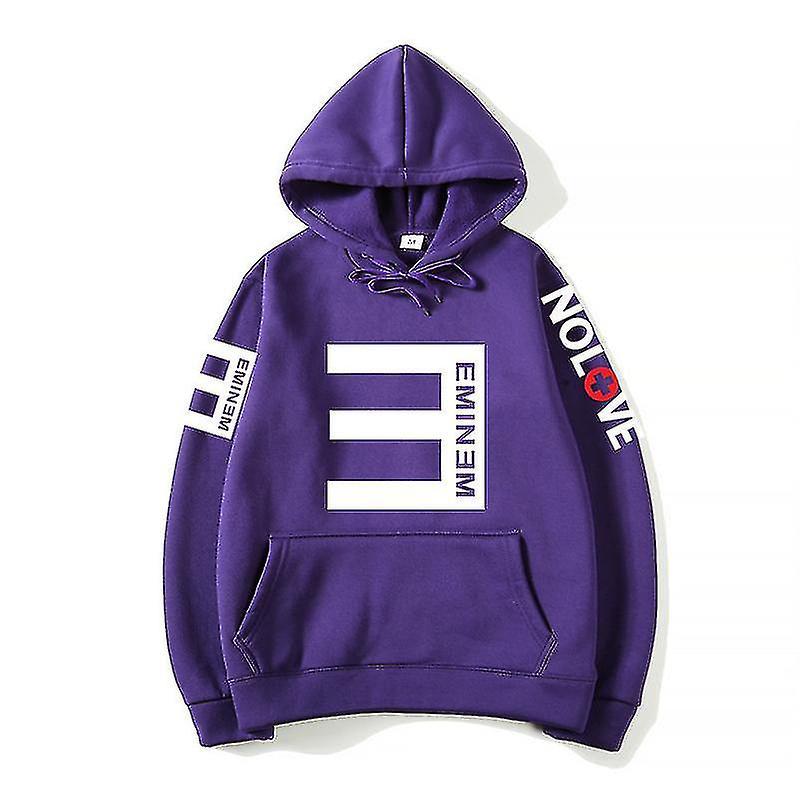 Mingerda Eminem Sweatshirt Eminem Anti-e Hip-hop Thickened Pullover Sweatshirt For Men And Women Hoodie purple XL