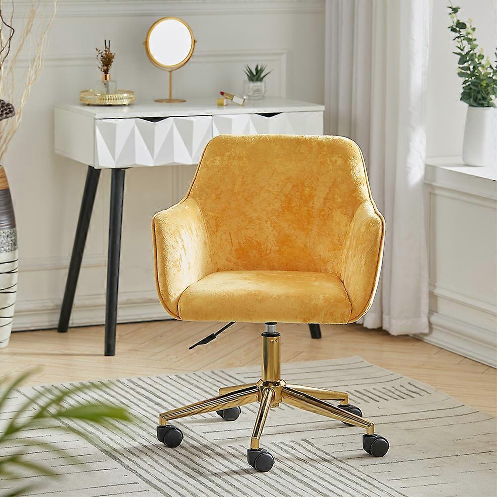 Living And Home 12 Color Ice Velvet Swivel Office Chair Yellow