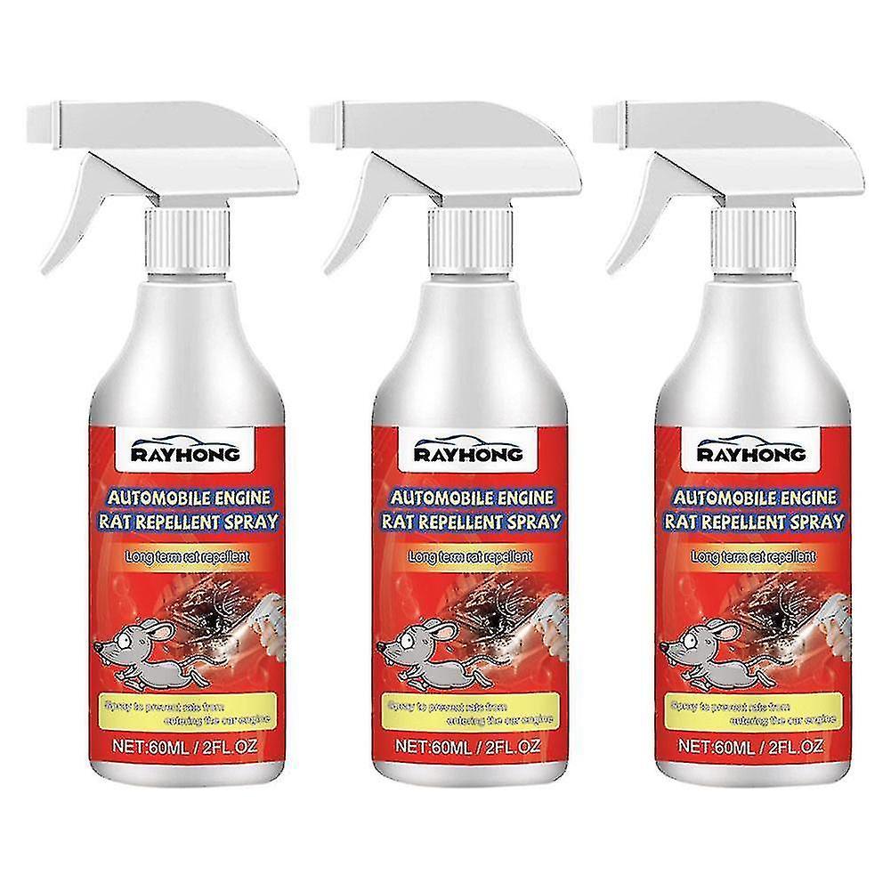 Dlelv 3pcs Automobile Engine Rat Mouse Repellent Spray Natural Vehicle Protection