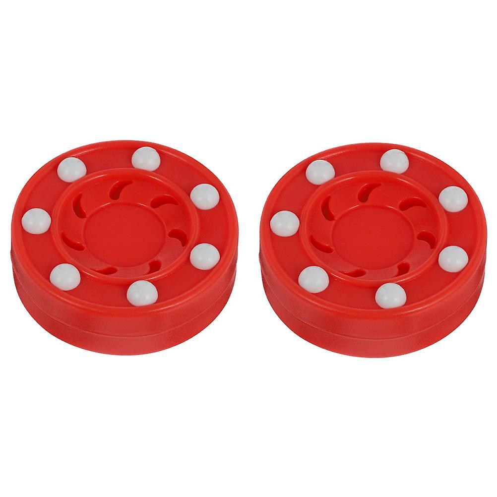 Tinksky 2 Pcs Street Hockey Dangle Puck Hockey Game Puck Pro Puck Roller Hockey Inline Hockey Puck Women Hockey Balls Red 7.50X7.50X3.00CM