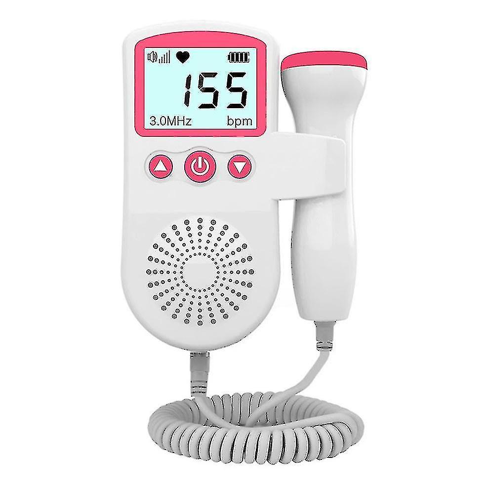 Aswei Ultrasonic Fetal Doppler Detect Baby Heartbeat Rate Probe Prenatal Monitor Pink