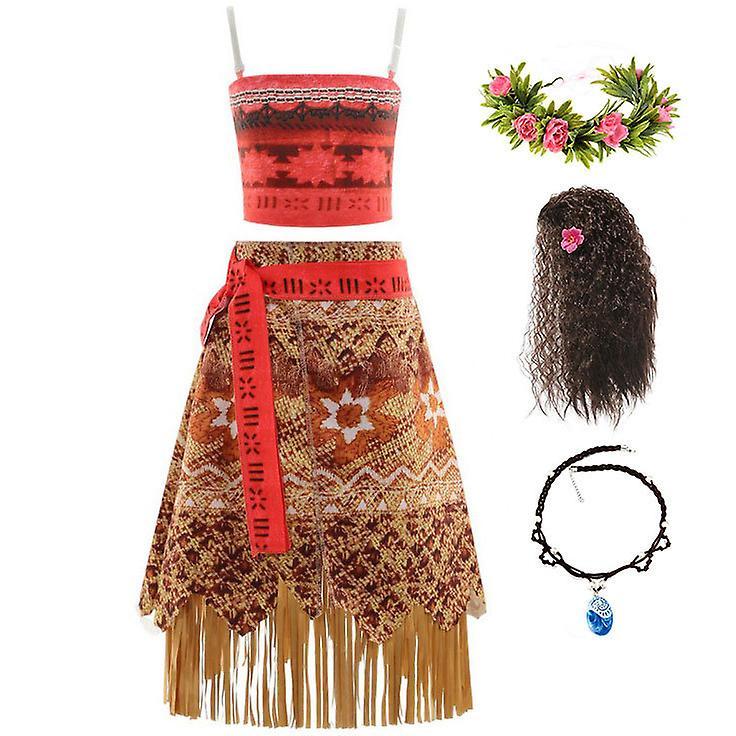 Baiyis Princess Moana Cosplay For Girls Halloween Fancy Dress Carnival Party Costume Full Set 140