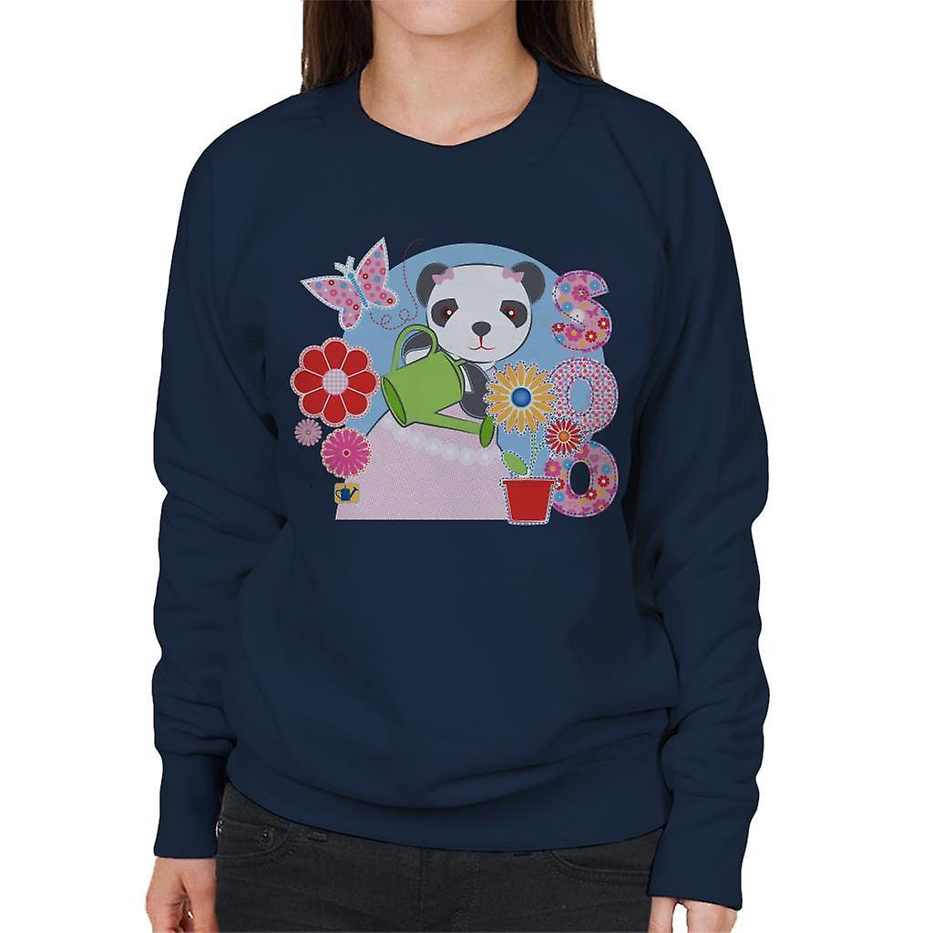 Sooty Soo Watering Flowers Women's Sweatshirt Navy Blue X-Large