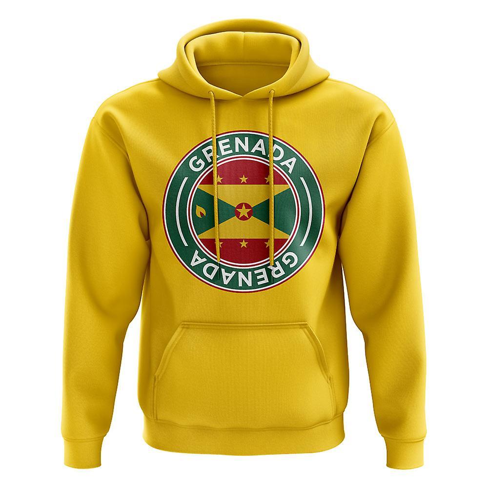 UKSoccerShop Grenada Football Badge Hoodie (Yellow) Womens M (Size 12 - 34 inch Chest)